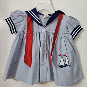 Source Unknown Blue and Red Sailor Dress